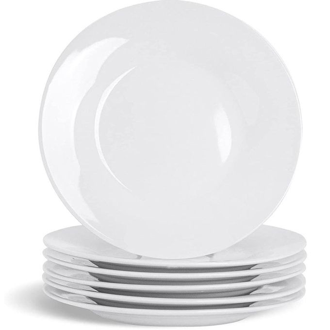 Ceramic 6 Pieces Plates With Curve-White
