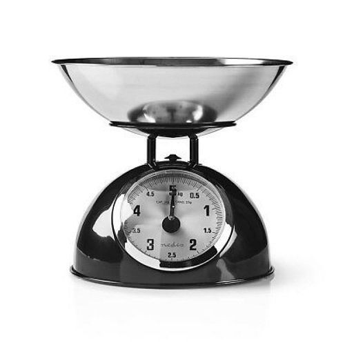 Retro Stainless Steel Mechanical Kitchen Weighing Scale Set - Black